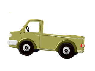 汽车元素绿色货车PNG素材